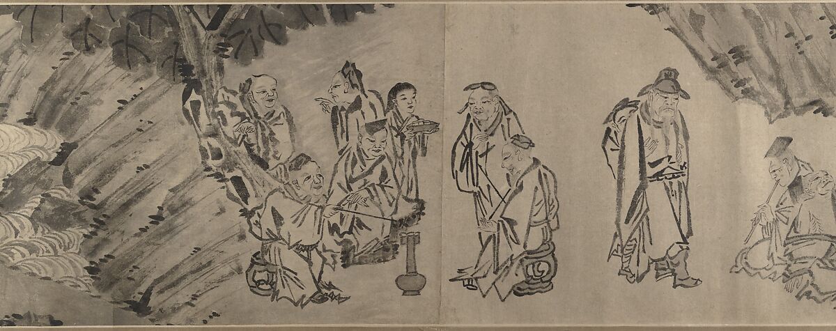 Gathering of Philosophers, Unidentified artist, Handscroll; black and white on paper, China