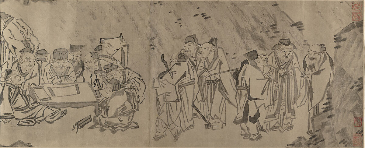 Gathering of Philosophers, Unidentified artist, Handscroll; black and white on paper, China 