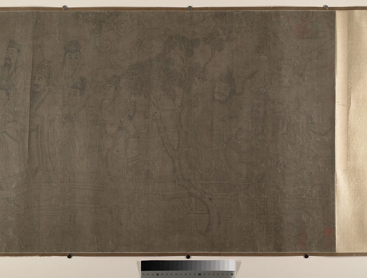 Five Rulers at New Year's Reception, Unidentified artist, Handscroll; ink and color on silk, China