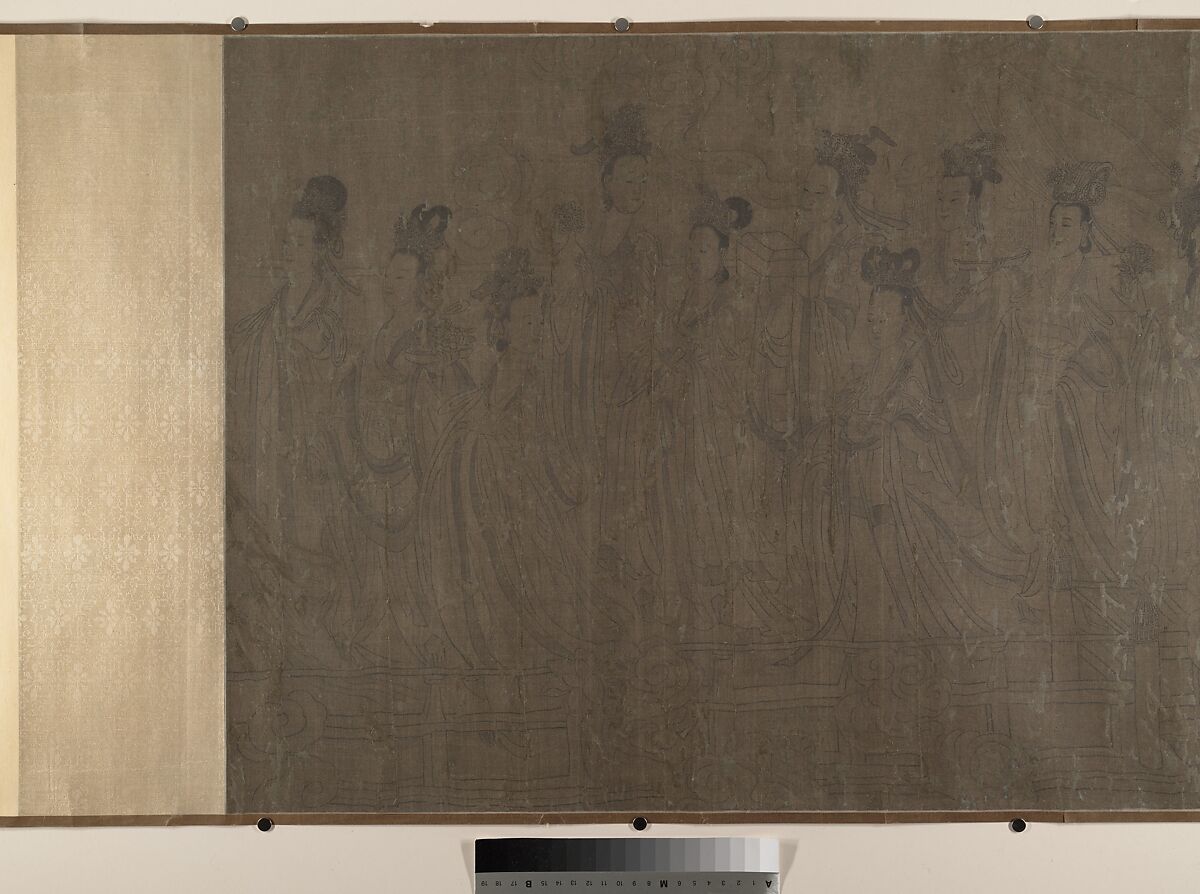 Five Rulers at New Year's Reception, Unidentified artist, Handscroll; ink and color on silk, China