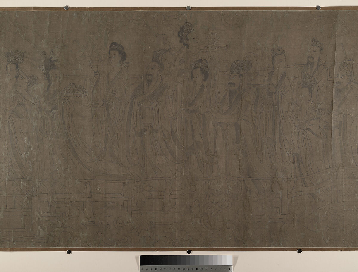 Five Rulers at New Year's Reception, Unidentified artist, Handscroll; ink and color on silk, China 