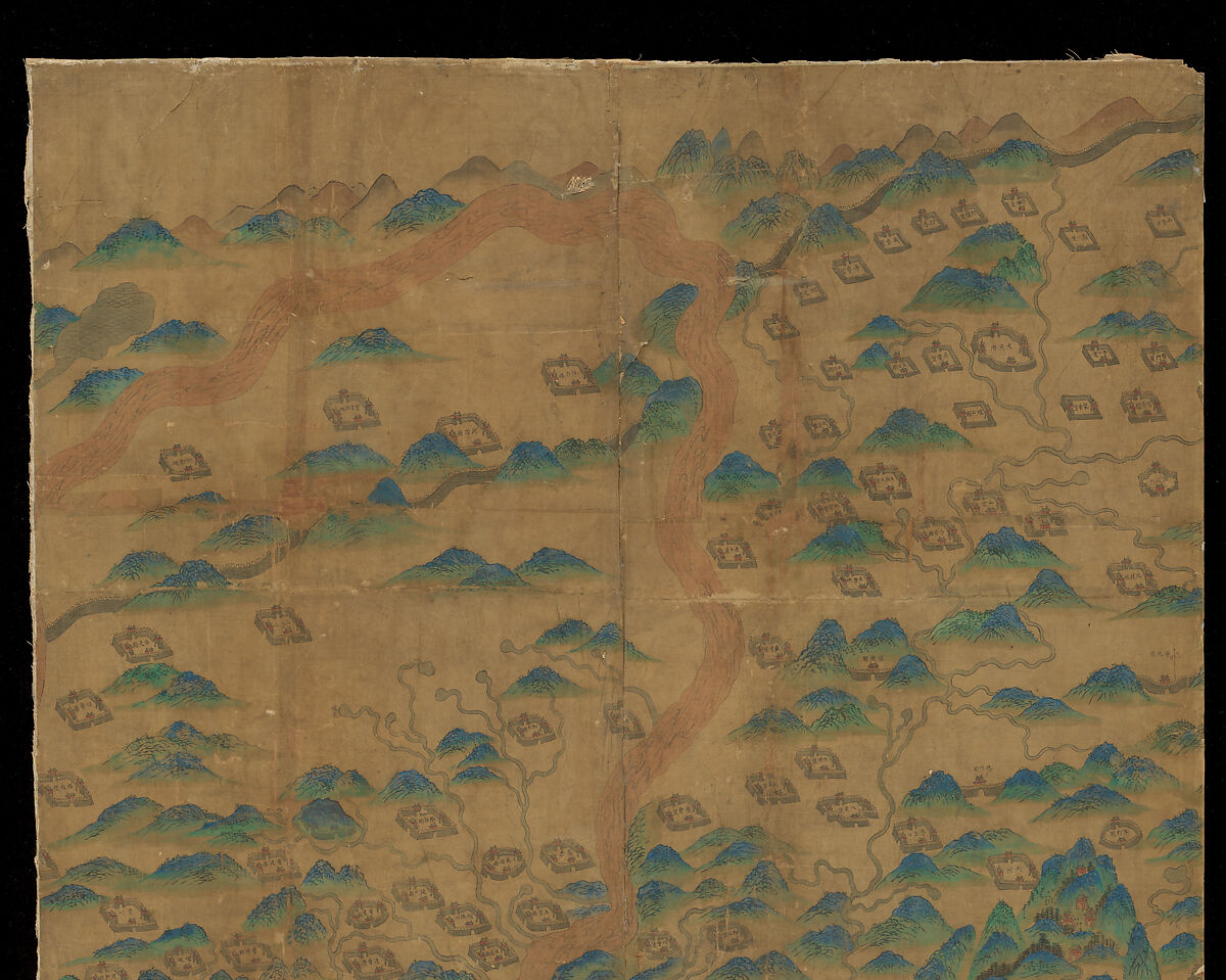 Map of China, Unidentified artist Chinese, Eight hanging scrolls; ink and color on silk, China