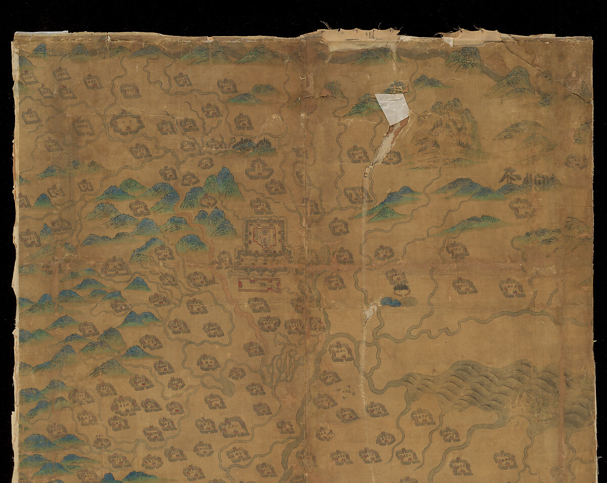Map of China, Unidentified artist Chinese, Eight hanging scrolls; ink and color on silk, China