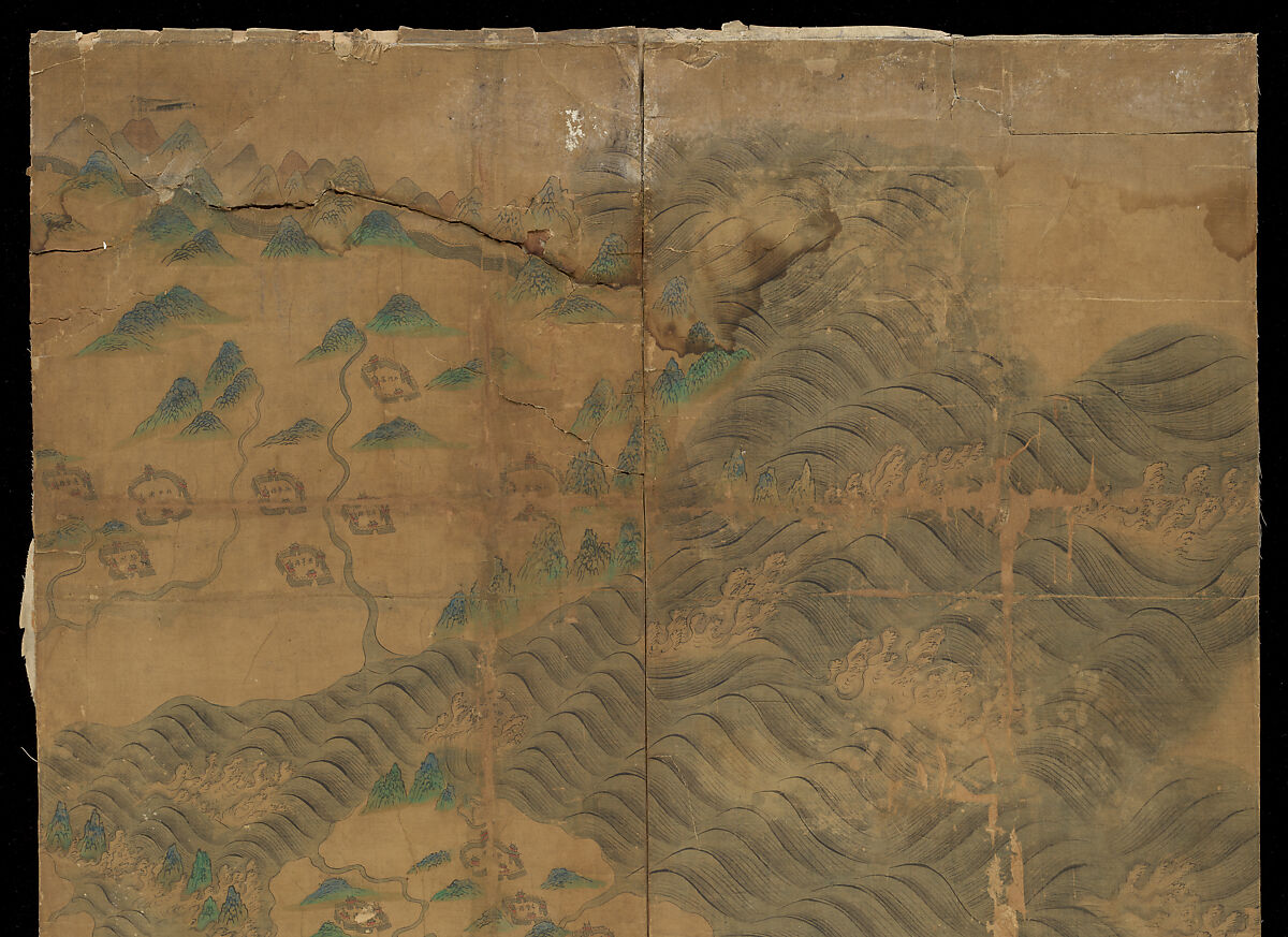 Map of China, Unidentified artist Chinese, Eight hanging scrolls; ink and color on silk, China