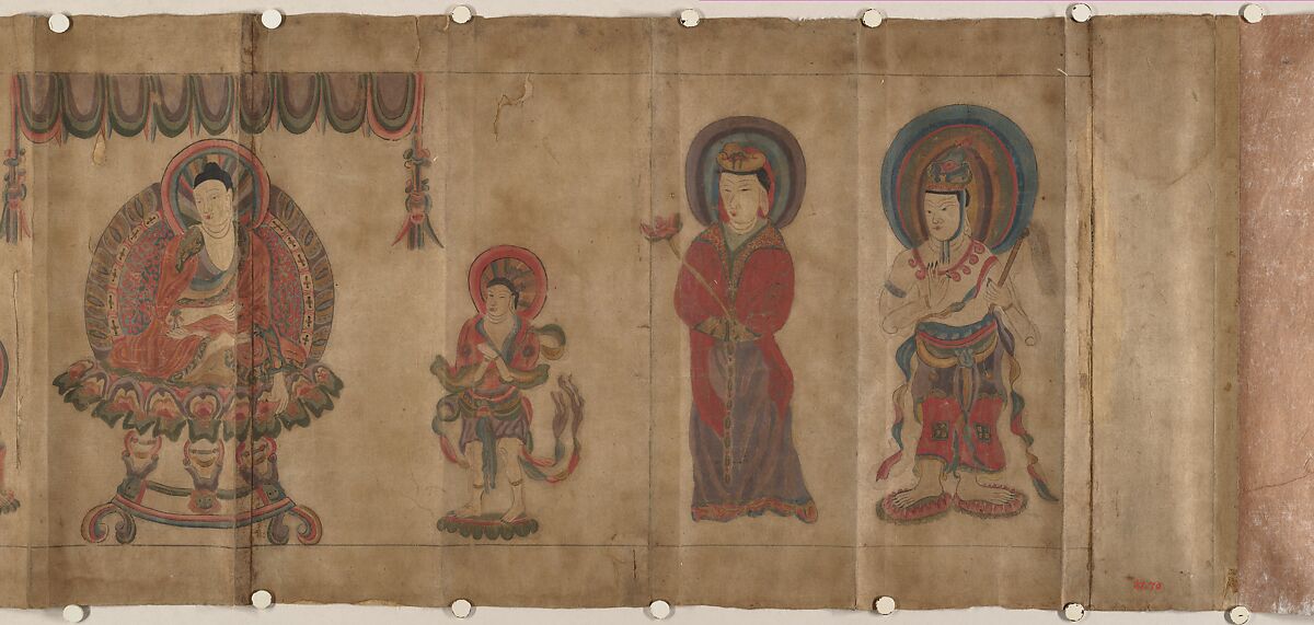 Part of a Buddhistic Sutra, Unidentified artist, Handscroll; ink and color on paper, China