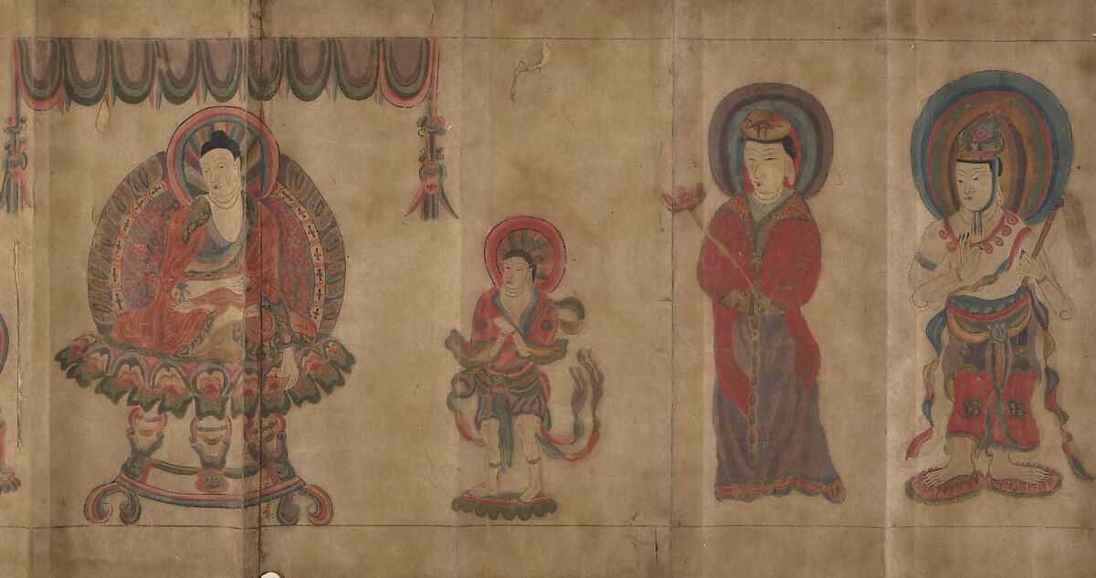 Part of a Buddhistic Sutra, Unidentified artist, Handscroll; ink and color on paper, China 