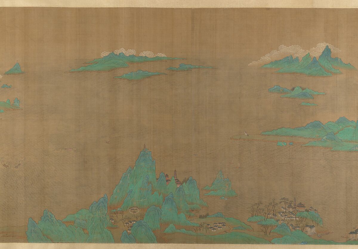 Sea and Sky at Sunrise, Unidentified artist  , fake signature of Zhao Boju (died ca. 1162), Handscroll; ink and color on silk, China