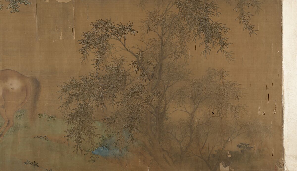 Washing Horses in a River, Unidentified artist, Handscroll; ink and color on silk, China