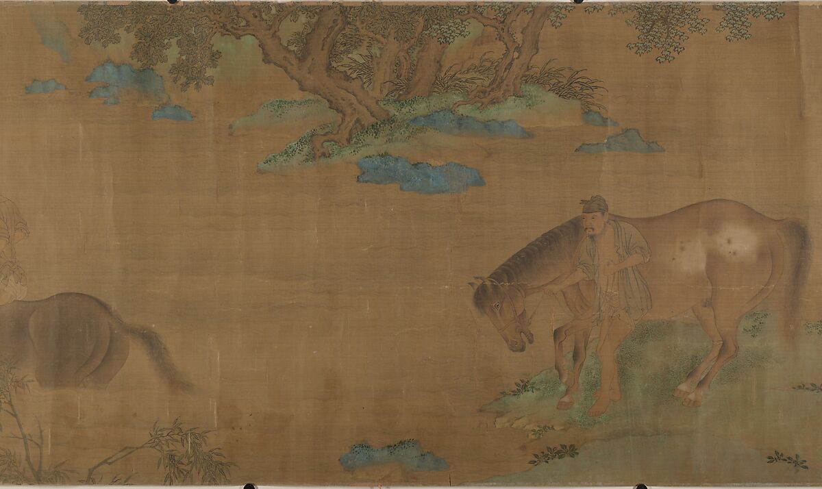 Washing Horses in a River, Unidentified artist, Handscroll; ink and color on silk, China