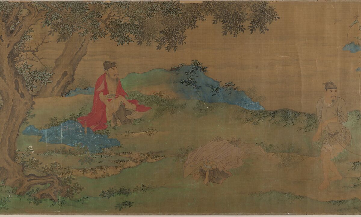 Washing Horses in a River, Unidentified artist, Handscroll; ink and color on silk, China