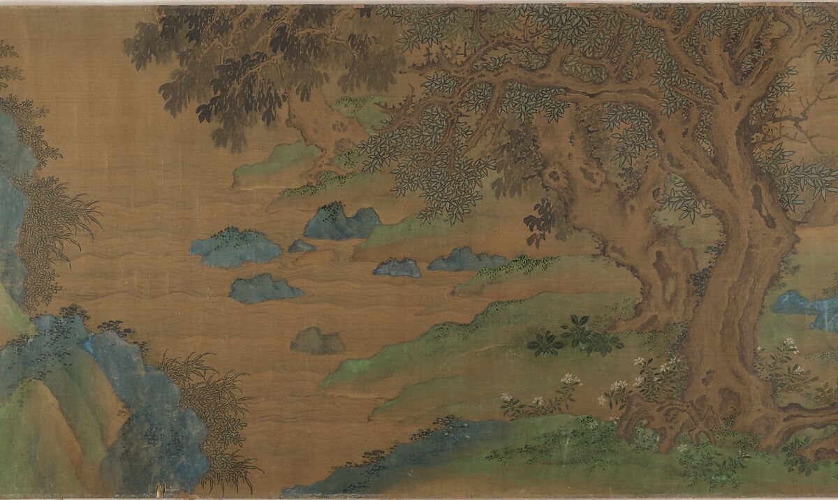 Washing Horses in a River, Unidentified artist, Handscroll; ink and color on silk, China