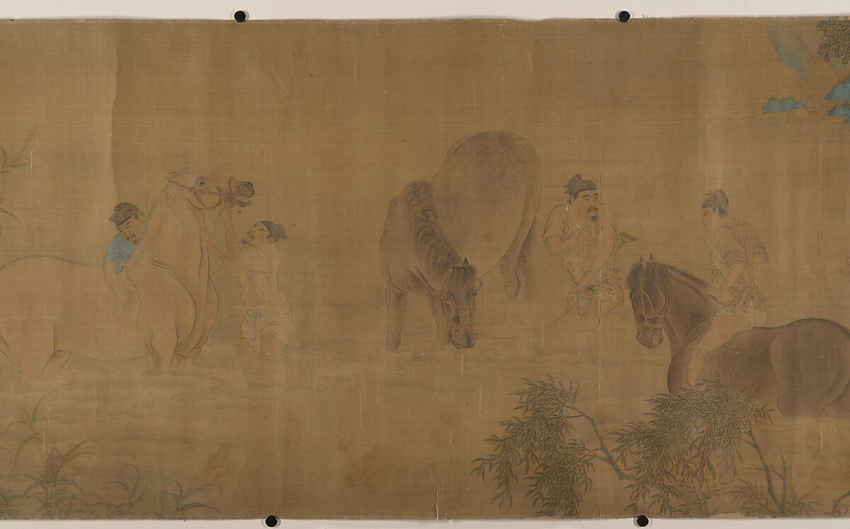 Washing Horses in a River, Unidentified artist, Handscroll; ink and color on silk, China 