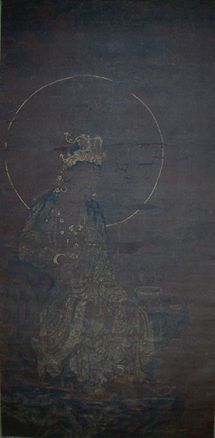 Seated Guanyin, Unidentified artist, Hanging scroll; ink, color, and gold on silk, China 