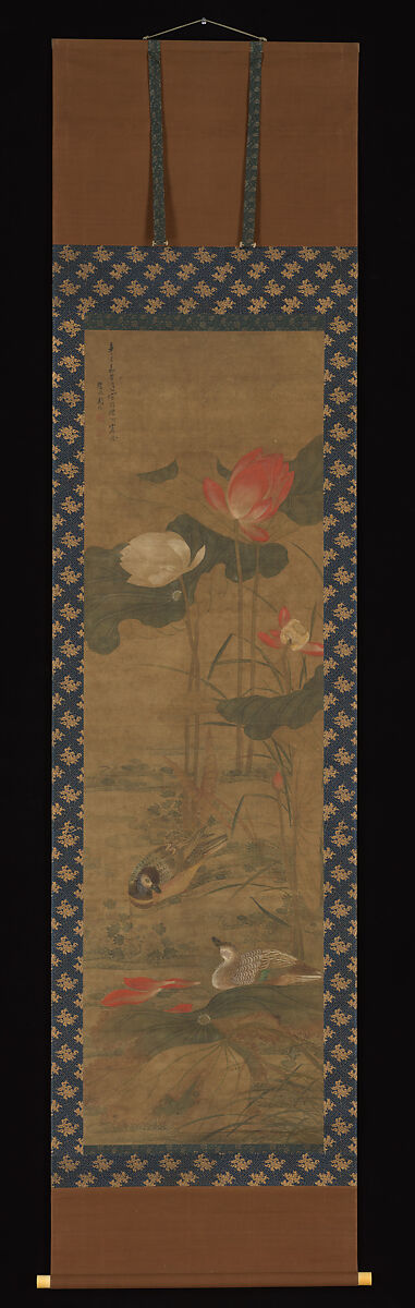 Ducks and Lotus, Attributed to Zhou Qüan (Chinese, active ca. 1700), Hanging scroll; ink and color on silk, China