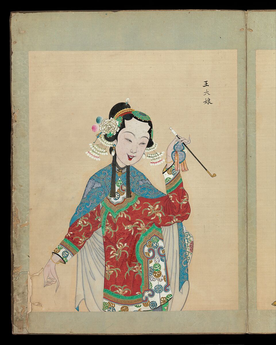 One hundred portraits of Peking opera characters, Unidentified artist, Album of fifty leaves; ink, color, and gold on silk, China