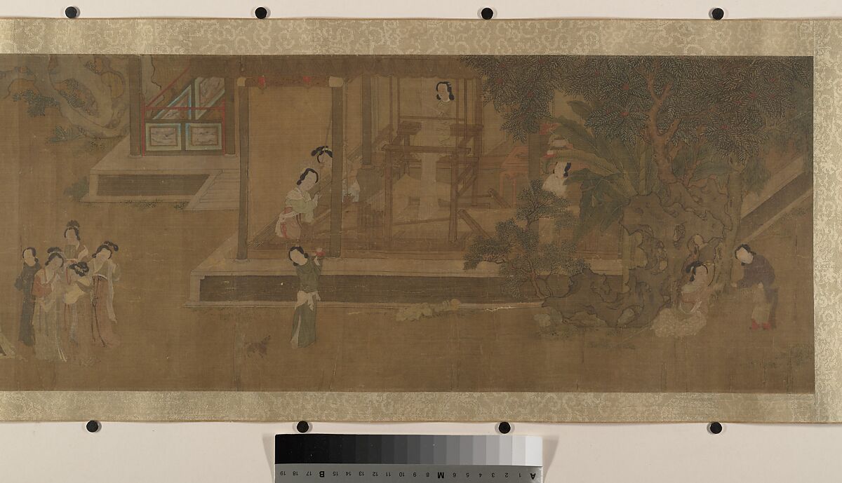 Lady Su Hui and Her Verse Puzzle, In the style of Qiu Ying (Chinese, ca. 1495–1552), Handscroll; ink and color on silk, China