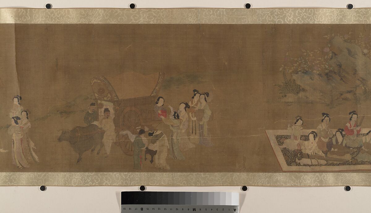 Lady Su Hui and Her Verse Puzzle, In the style of Qiu Ying (Chinese, ca. 1495–1552), Handscroll; ink and color on silk, China