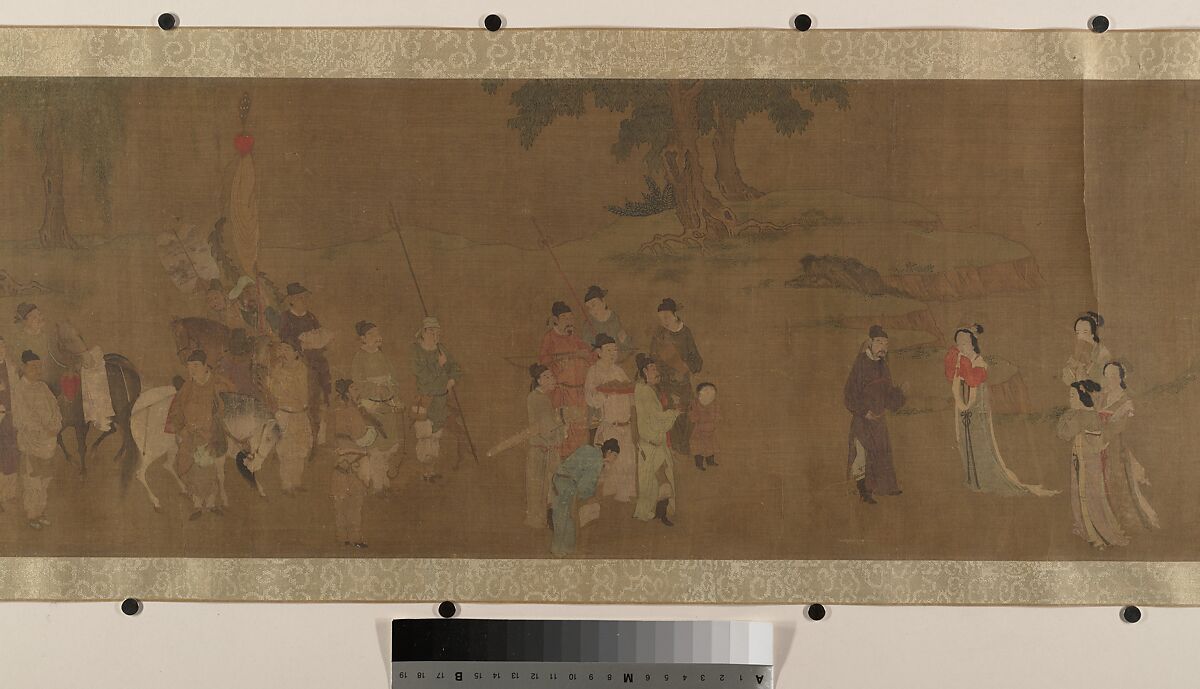 Lady Su Hui and Her Verse Puzzle, In the style of Qiu Ying (Chinese, ca. 1495–1552), Handscroll; ink and color on silk, China