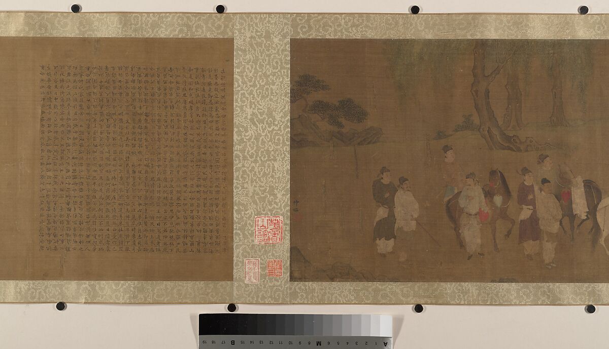 Lady Su Hui and Her Verse Puzzle, In the style of Qiu Ying (Chinese, ca. 1495–1552), Handscroll; ink and color on silk, China