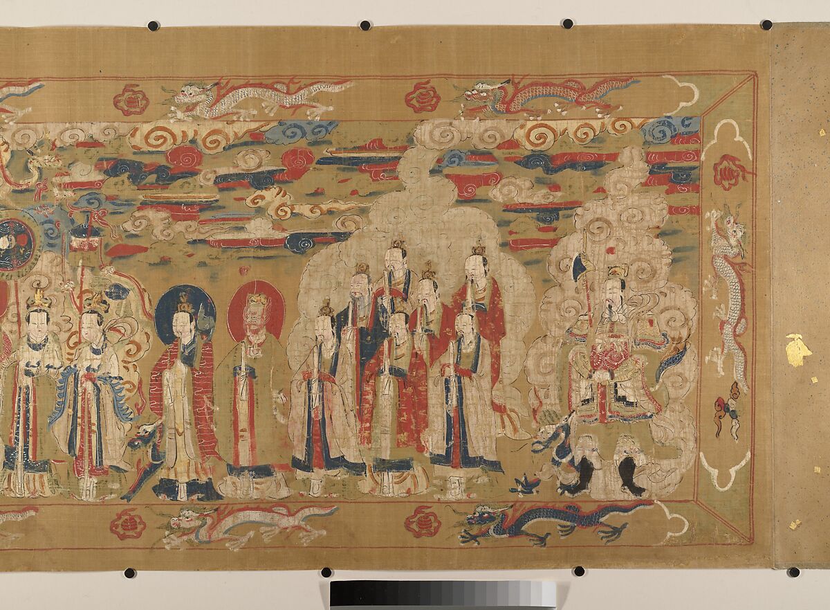 Canonization scroll of Li Zhong, Unidentified artist (17th century), Handscroll; ink color, and gold on silk, China