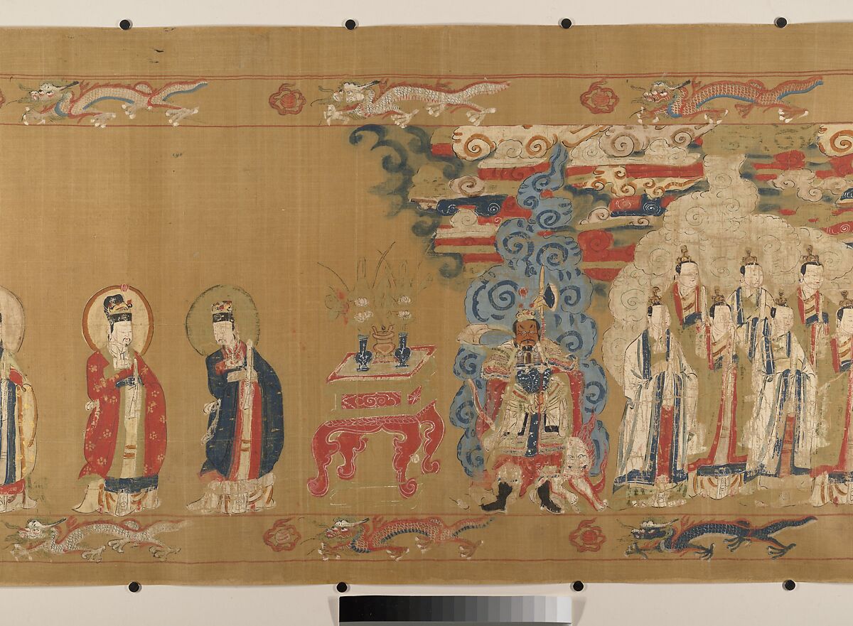 Canonization scroll of Li Zhong, Unidentified artist (17th century), Handscroll; ink color, and gold on silk, China