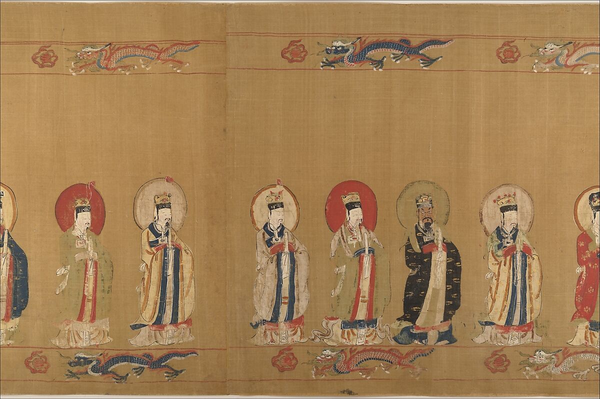 Canonization scroll of Li Zhong, Unidentified artist (17th century), Handscroll; ink color, and gold on silk, China