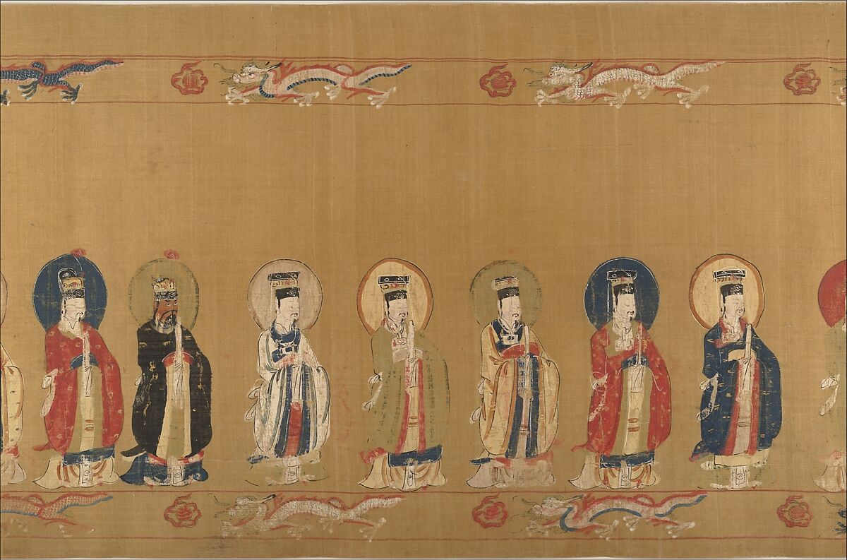 Canonization scroll of Li Zhong, Unidentified artist (17th century), Handscroll; ink color, and gold on silk, China