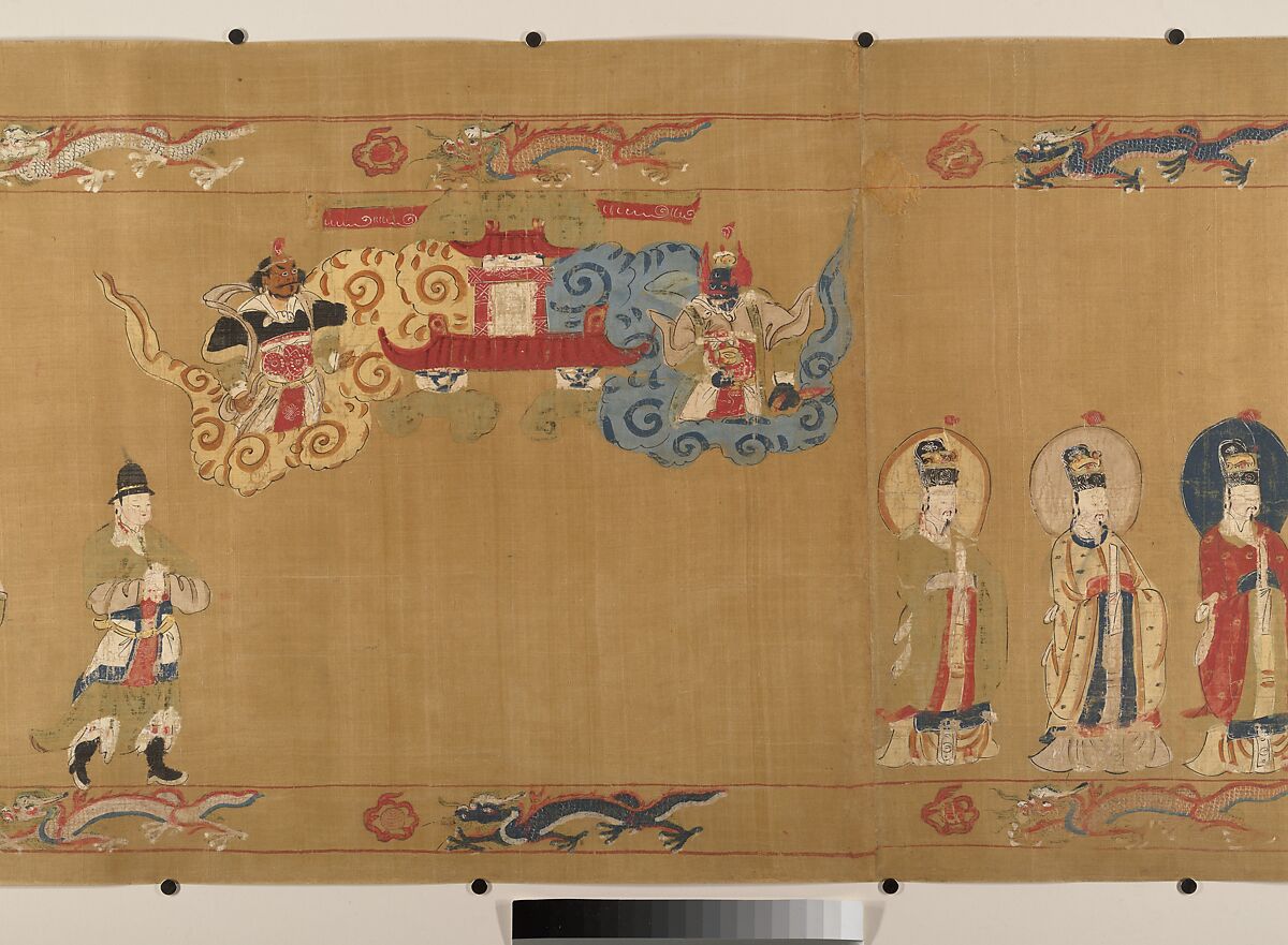 Canonization scroll of Li Zhong, Unidentified artist (17th century), Handscroll; ink color, and gold on silk, China
