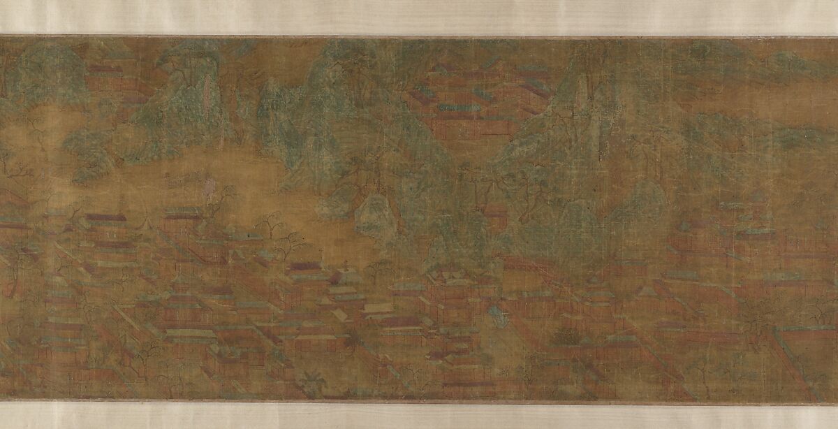 Landscape of Qin Palaces, Unidentified artist, Handscroll; ink and color on silk, China