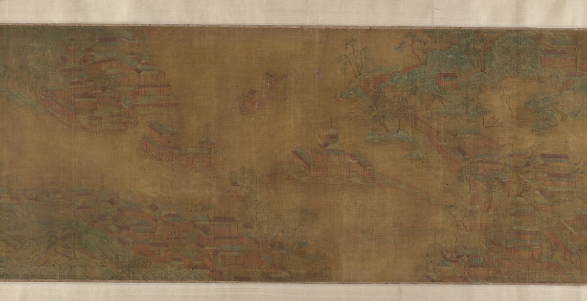 Landscape of Qin Palaces, Unidentified artist, Handscroll; ink and color on silk, China