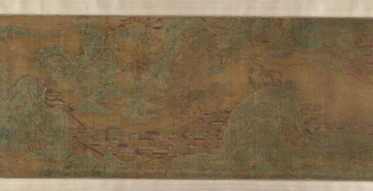 Landscape of Qin Palaces, Unidentified artist, Handscroll; ink and color on silk, China