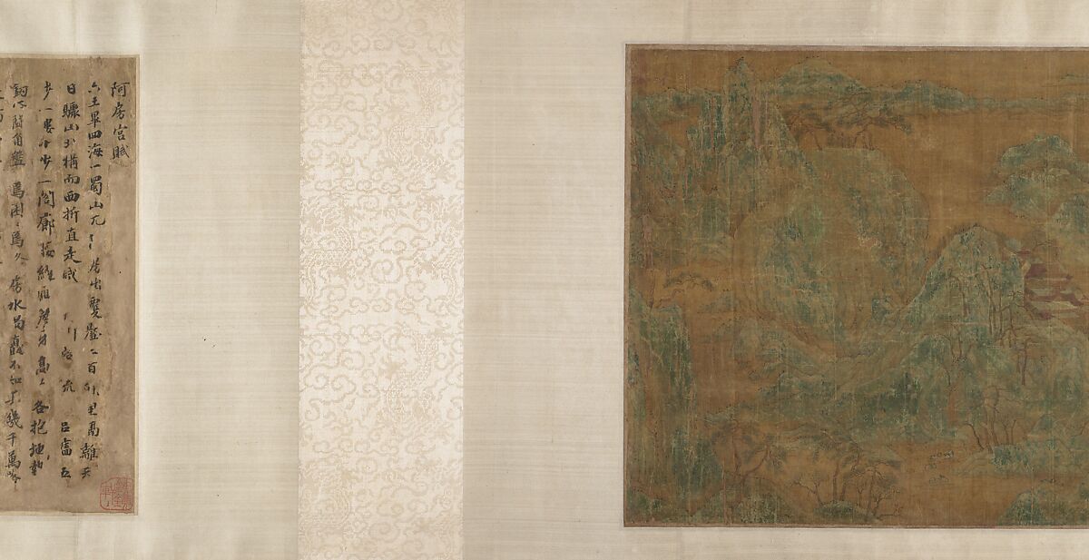 Landscape of Qin Palaces, Unidentified artist, Handscroll; ink and color on silk, China