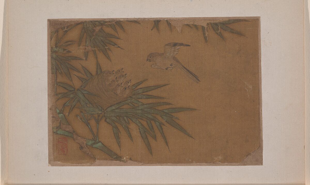 Seven Birds in Bamboo Tree Nest, Unidentified artist, Miniature from album of eleven paintings; ink and color on silk, China 