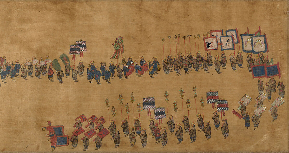 Procession, Unidentified artist Chinese, Handscroll; ink and color on silk, China 