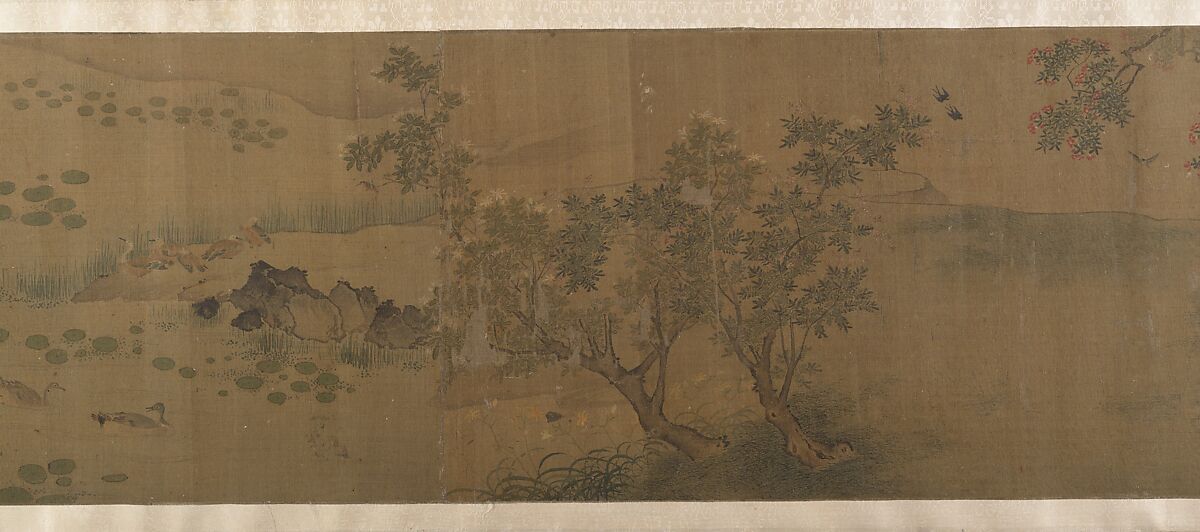 The Hundred Birds, Attributed to Dai Wan (Chinese, active 1111–25), Handscroll; ink and color on silk, China