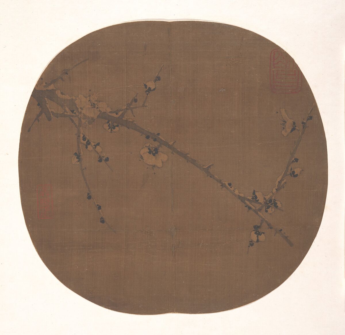 Snow Plum, Unidentified artist, Album leaf; ink on silk, China 
