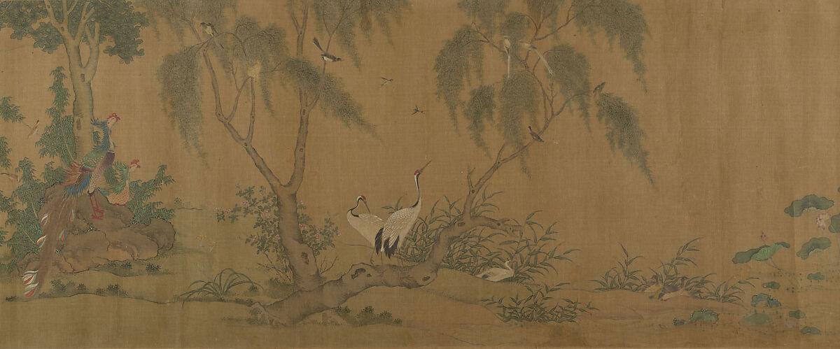 The Hundred Birds, Unidentified artist, Handscroll; ink and color on silk, China 