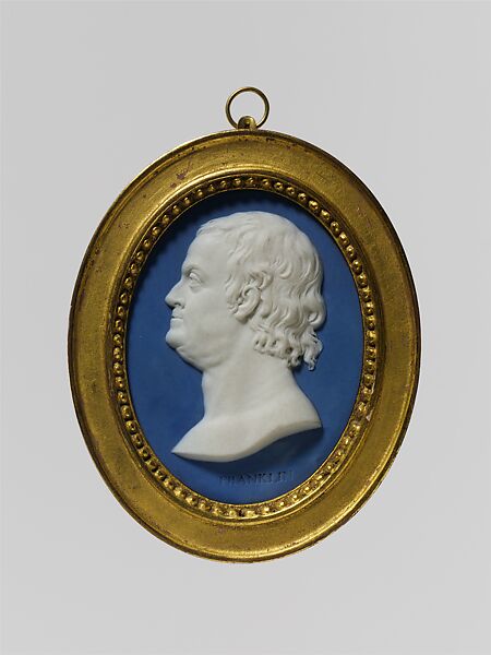 Medallion of Benjamin Franklin, Wedgwood and Bentley (British, Etruria, Staffordshire, 1769–1780), Earthenware, British 