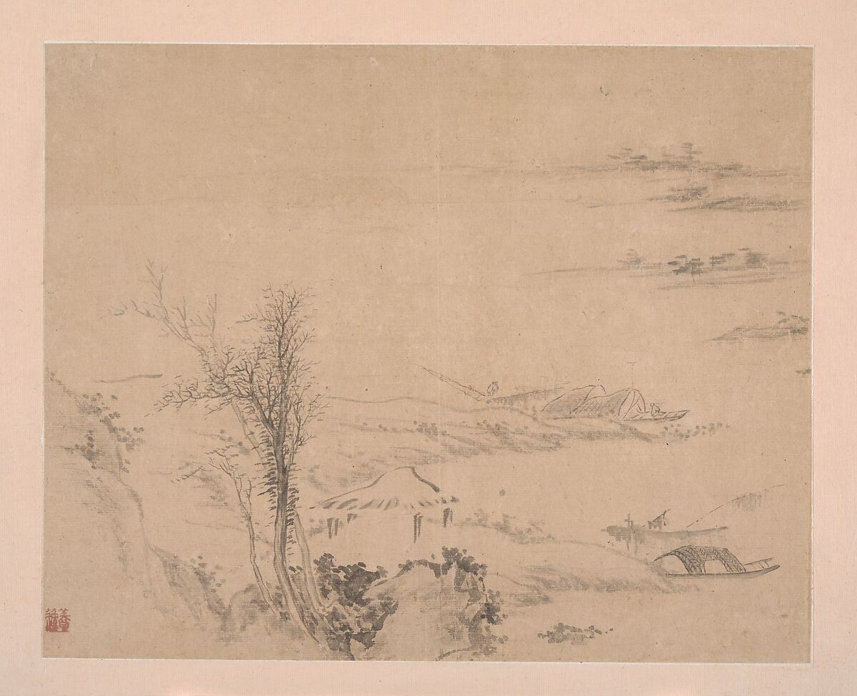 River Scene, Unidentified artist, Album leaf; ink on silk, China 
