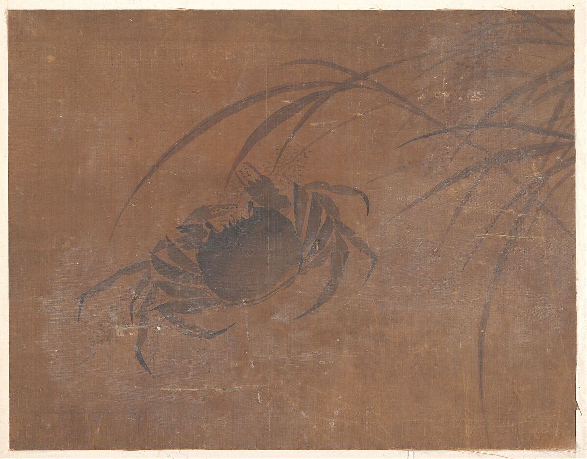 Crabs and Reeds, Unidentified artist, Album leaf; ink and color on silk, China 