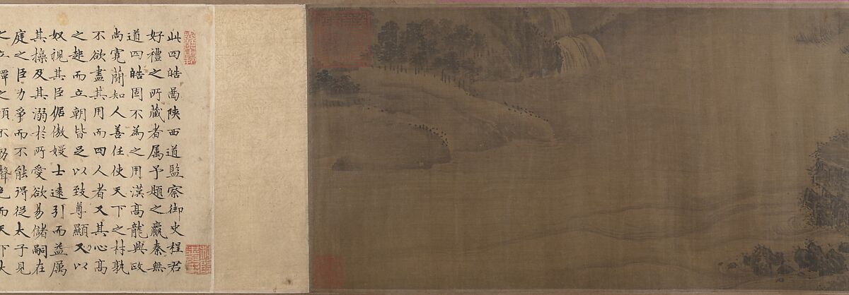 Scholars and Monkeys under Trees, Unidentified artist, Handscroll; ink on silk, China