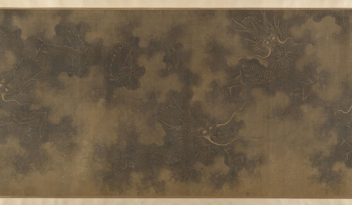 Nine Dragons, Unidentified artist (16th–17th century), fake signature of Chen Rong, active 1235–62, Handscroll; ink and color on silk, China