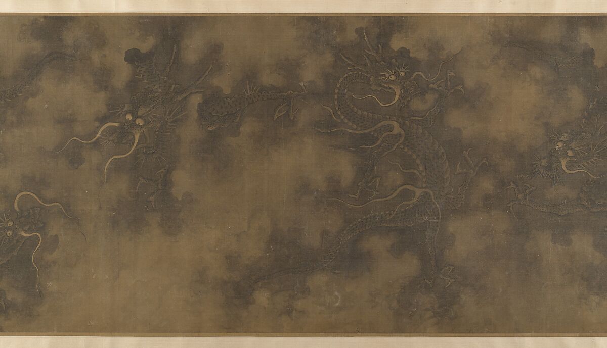 Nine Dragons, Unidentified artist (16th–17th century), fake signature of Chen Rong, active 1235–62, Handscroll; ink and color on silk, China