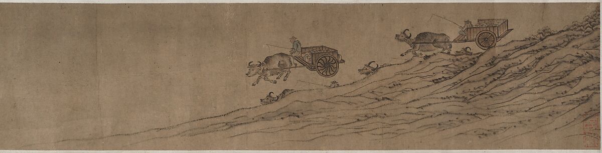 Bullocks and Goats, Unidentified artist, Handscroll; ink and color on paper, China