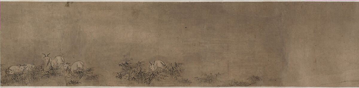 Bullocks and Goats, Unidentified artist, Handscroll; ink and color on paper, China