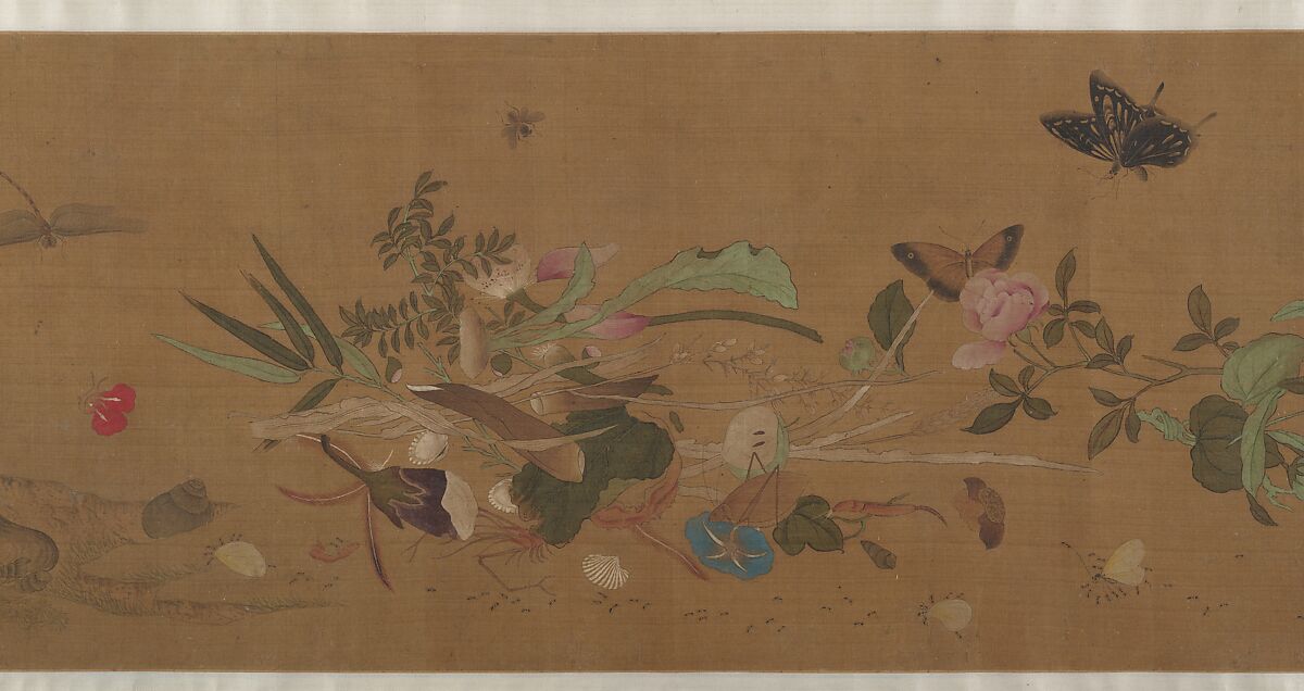Flowers and Insects, Unidentified artist, Handscroll; ink and color on silk, China