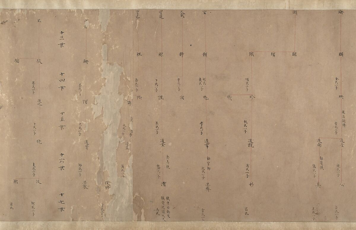 Portrait of a Member and Record of the Wang Family, Unidentified artist, Handscroll; calligraphy, ink on paper; portrait, ink and color on paper, China