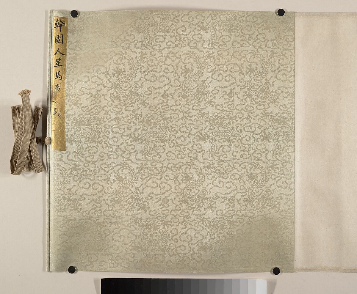 Horse and groom, Unidentified artist (16th century)  , formerly attributed to Han Gan (active ca. 742–56), Handscroll; ink and color on silk, China