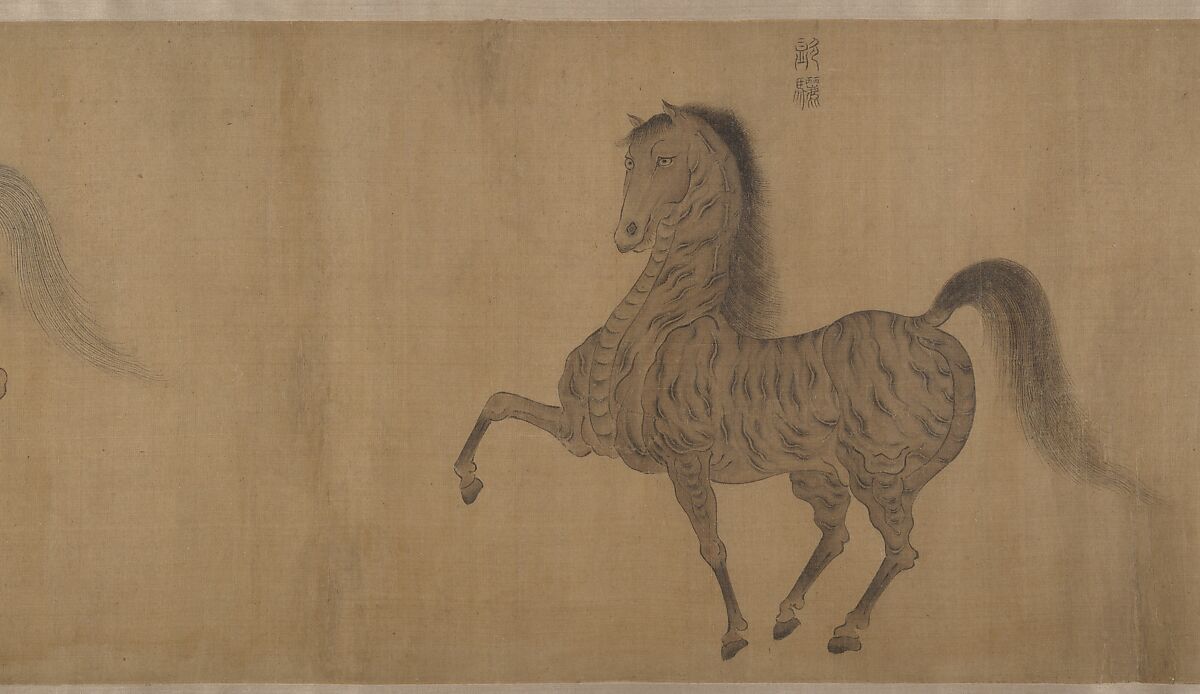 Eight Horses, Attributed to Zhao Mengfu (Chinese, 1254–1322), Handscroll; ink and color on silk, China