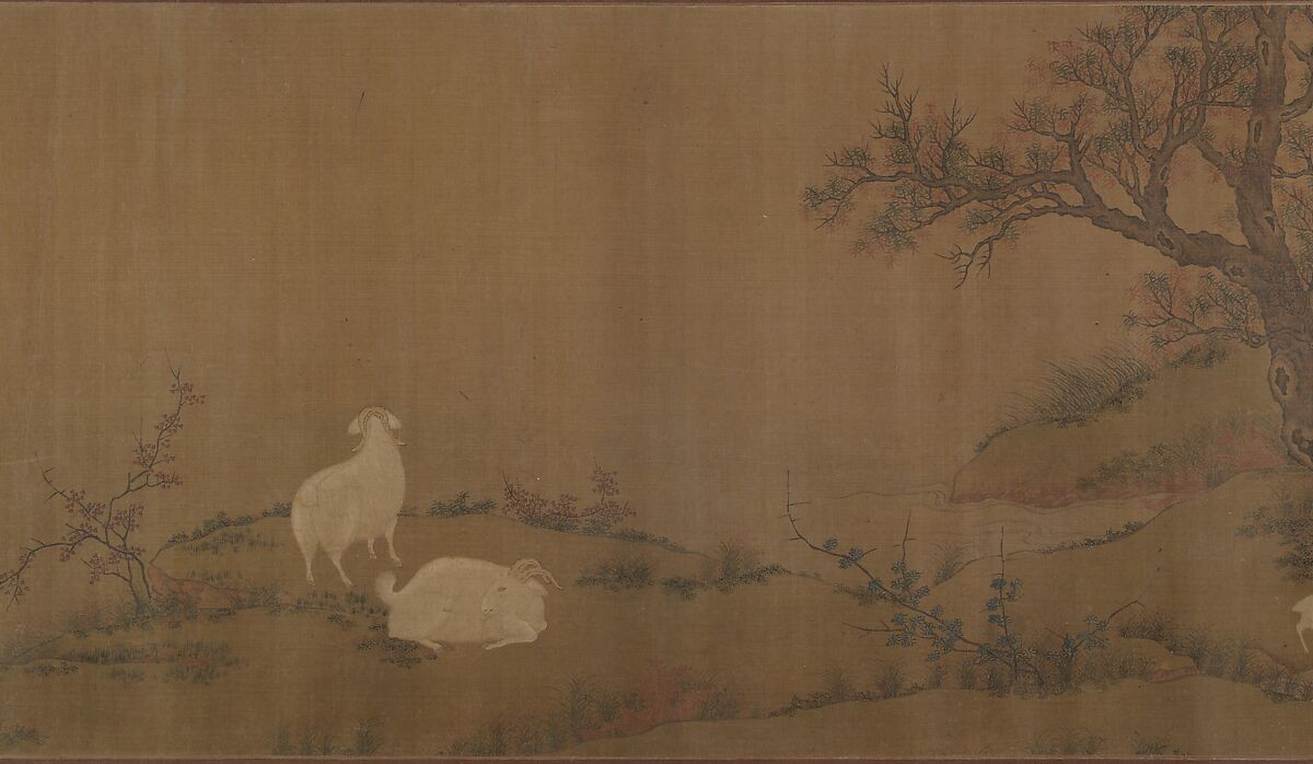 Landscape with goats, Unidentified artist, Handscroll; ink and color on silk, China